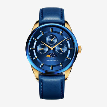 Filippo Loreti Mens Blue Leather Strap Watch 00100