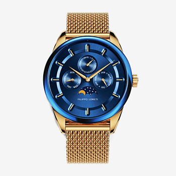 Filippo Loreti Mens Gold Tone Stainless Steel Bracelet Watch 40001