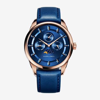 Filippo Loreti Mens Blue Leather Strap Watch 00104