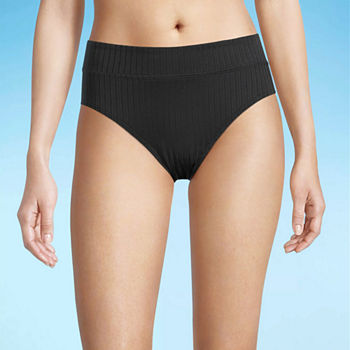 Decree Ribbed Womens Stretch Fabric Textured High Waist Bikini Swimsuit Bottom Juniors