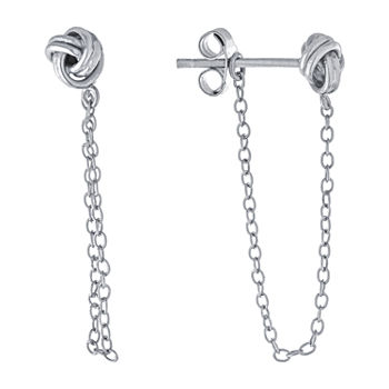 Silver Treasures Sterling Silver Knot Drop Earrings