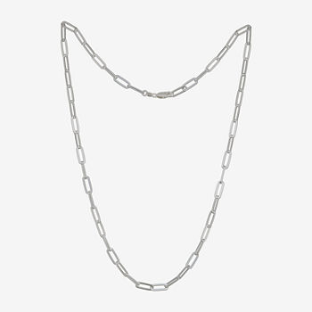 Made in Italy Sterling Silver 20 Inch Solid Paperclip Paperclip Chain Necklace