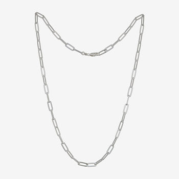 Made in Italy Sterling Silver 22 Inch Solid Paperclip Chain Necklace