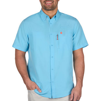 American Outdoorsman Mens Moisture Wicking Regular Fit Short Sleeve Button-Down Shirt