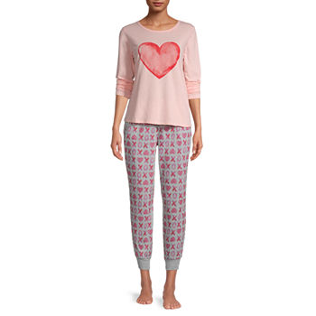 Valentine'S Womens Long Sleeve 2-pc. Pant Pajama Set