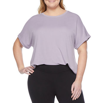 Stylus Shirttail Womens Plus Round Neck Short Sleeve T-Shirt