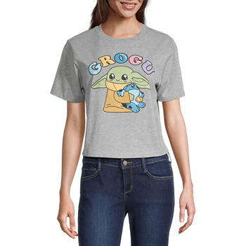 Star Wars Baby Yoda Juniors Womens Cropped Graphic T-Shirt