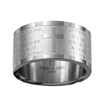 Mens Stainless Steel Lord's Prayer Wedding Band