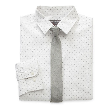 Van Heusen Flex Little & Big Boys Husky Point Collar Long Sleeve Shirt + Tie Set