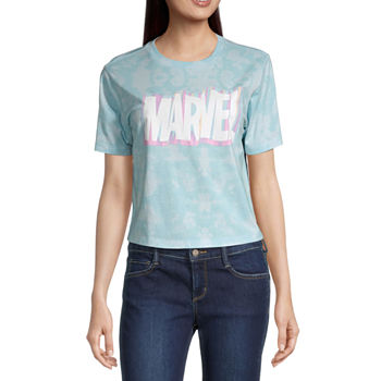 Marvel Juniors Womens Cropped Graphic T-Shirt