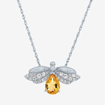 Firefly "Shine Bright" Womens Lab Created Yellow Citrine Sterling Silver Pendant Necklace