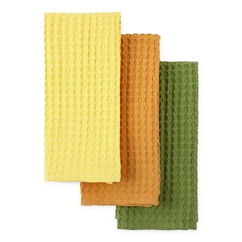 Everyday Elegance Waffle 3-pc. Kitchen Towel Citrus Set