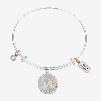 Footnotes Mother And Daughter Stainless Steel Round Bangle Bracelet
