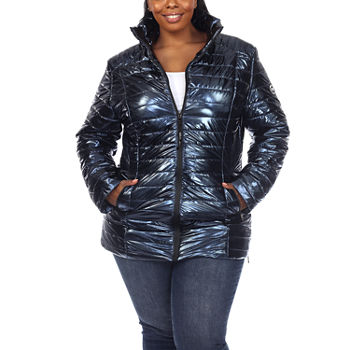 White Mark Water Resistant Midweight Puffer Jacket-Plus