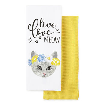 Everyday Elegance Live Love Meow 2-pc. Kitchen Towel Set