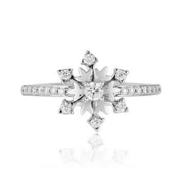 Enchanted Disney Fine Jewelry Womens 1/4 CT. T.W. Genuine White Diamond Sterling Silver Star Princess Frozen Cocktail Ring
