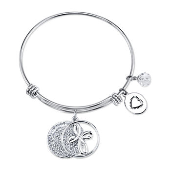 Footnotes Faith Stainless Steel Cross Round Bangle Bracelet
