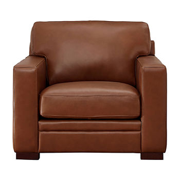 Dillon Leather Upholstery Collection Track-Arm Chair