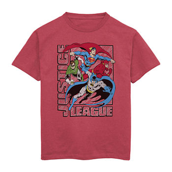 Little & Big Boys Crew Neck Justice League Short Sleeve Graphic T-Shirt