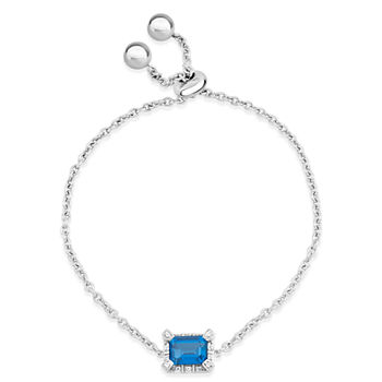 Genuine Blue Topaz Sterling Silver Bolo Bracelet