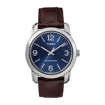 Timex Mens Brown Leather Strap Watch Tw2r86800jt