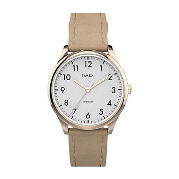 Timex Womens Rose Goldtone Leather Strap Watch Tw2t72400jt
