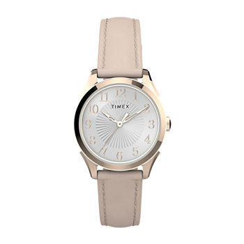 Timex Womens Rose Goldtone Leather Strap Watch Tw2t66500jt