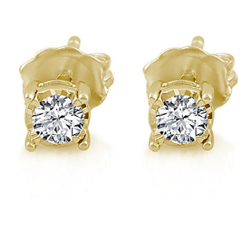 1/3 CT. T.W. Genuine White Diamond 14K Gold Over Silver 6mm Stud Earrings
