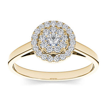 1/3 CT. T.W. Diamond 10K Yellow Gold Round Cluster Engagement Ring