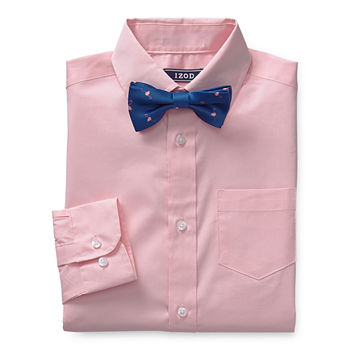 IZOD - Big Boys Spread Collar Long Sleeve Shirt + Tie Set