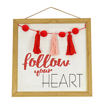 National Tree Co. 13" Valentine's Follow Your Heart Wall Sign