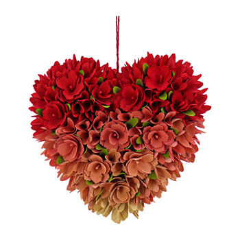 National Tree Co. 14 Red Ombre Floral V Heart Wall Sculpture