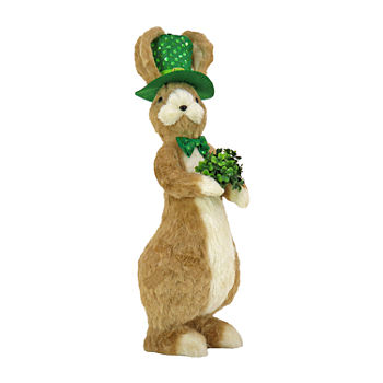 National Tree Co. 17" St. Patricks Rabbit With Clover Bouquet Figurine