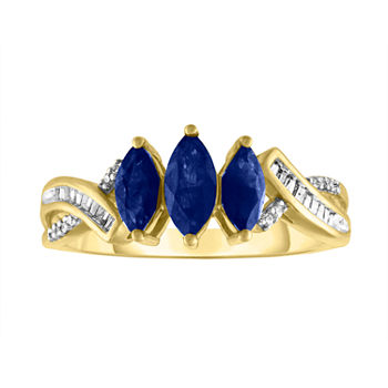 Womens Genuine Blue Sapphire 10K Gold Cocktail Ring