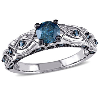 Womens 3/4 CT. T.W. Genuine Blue Diamond 10K Gold Engagement Ring