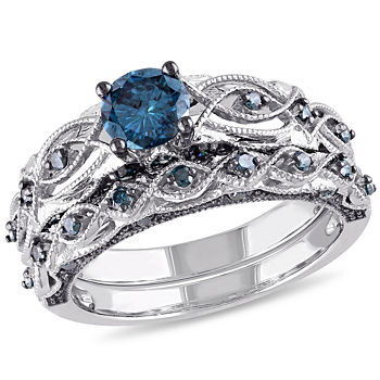 Womens 1 CT. T.W. Genuine Blue Diamond 10K Gold Bridal Set