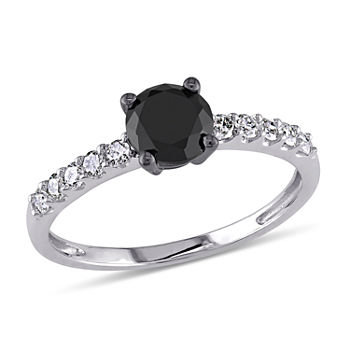 Womens 1 CT. T.W. Genuine Black Diamond 10K Gold Engagement Ring