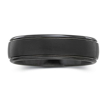 Personalized Mens 6mm Comfort Fit Black Tungsten Carbide Wedding Band
