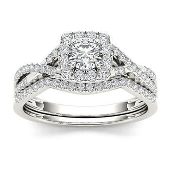 3/4 CT. T.W. Diamond 10K White Gold Bridal Ring Set
