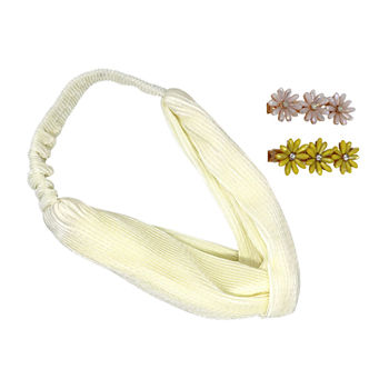 Mixit Ivory Pleated Knot Headband &  Daisy Clips 3-pc. Hair Goods Sets
