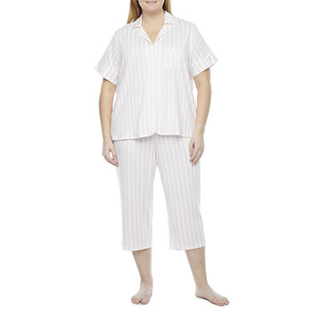 Liz Claiborne Womens-Plus 2-pc. Capri Pajama Set Short Sleeve