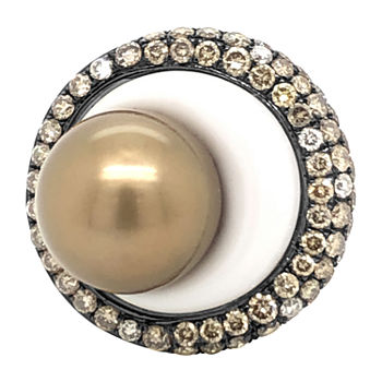 LIMITED QUANTITIES! Le Vian Grand Sample Sale™ Ring featuring White Agate Chocolate Pearls® Chocolate Diamonds® Vanilla Diamonds® set in 14K Honey Gold™