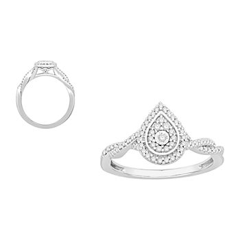 Womens 1/5 CT. T.W. Genuine White Diamond 10K White Gold Promise Ring