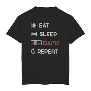 Nintendo Eat Sleep Game Repeat Little & Big Boys Crew Neck Short Sleeve Graphic T-Shirt