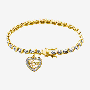 Sparkle Allure Mom Diamond Accent 7.25 Inch Heart Round Tennis Bracelet