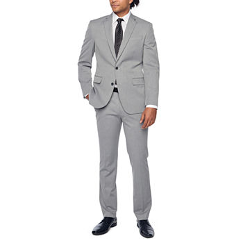 JF J. Ferrar 360 Stretch Light Gray Texture Slim Fit Suit Separates