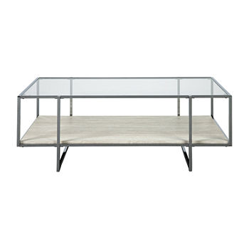 Signature Design by Ashley Bodalli Living Room Collection Glass Top Coffee Table