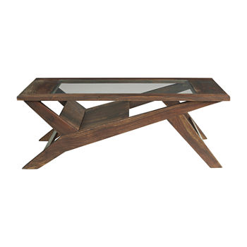 Signature Design by Ashley Charzine Living Room Collection Glass Top Coffee Table