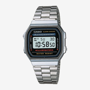 Casio® Illuminator Mens Stainless Steel Square Digital Watch A168WA-1OS