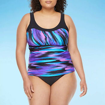 Zeroxposur Abstract Tankini Swimsuit Top Plus